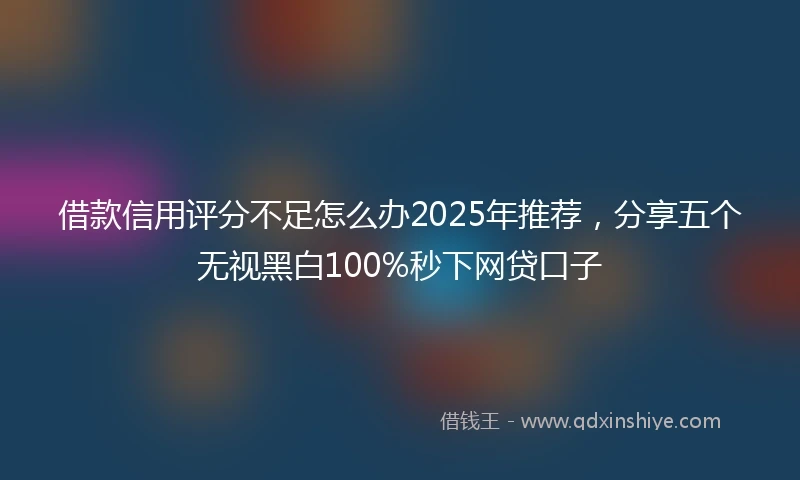 借款信用评分不足怎么办2025年推荐，分享五个无视黑白100%秒下网贷口子