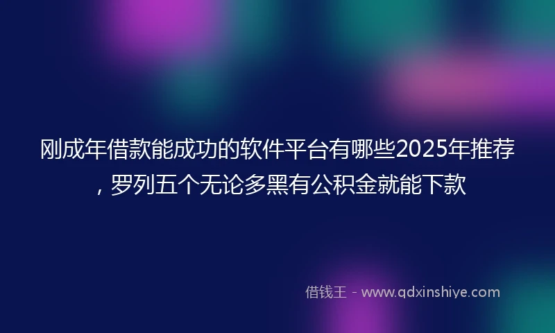 刚成年借款能成功的软件平台有哪些2025年推荐，罗列五个无论多黑有公积金就能下款