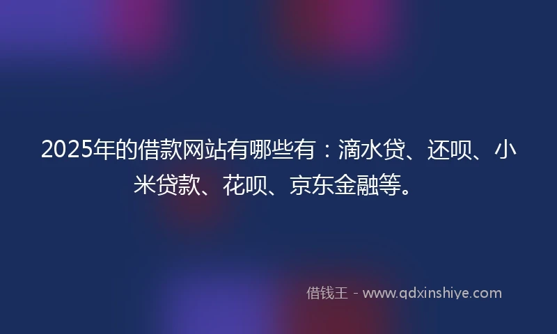2025年的借款网站有哪些有：滴水贷、还呗、小米贷款、花呗、京东金融等。