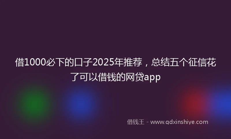 借1000必下的口子2025年推荐,总结五个征信花了可以借钱的网贷app