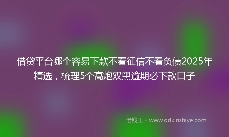 借贷平台哪个容易下款不看征信不看负债2025年精选，梳理5个高炮双黑逾期必下款口子