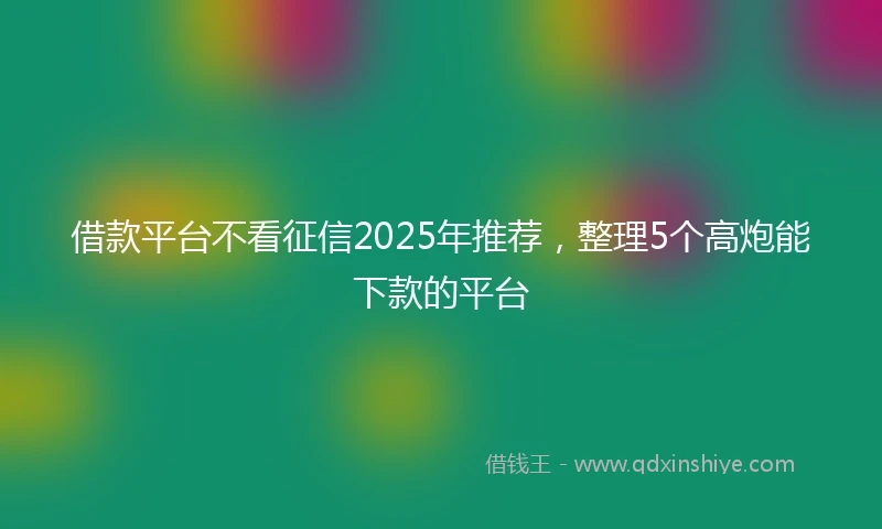 借款平台不看征信2025年推荐，整理5个高炮能下款的平台