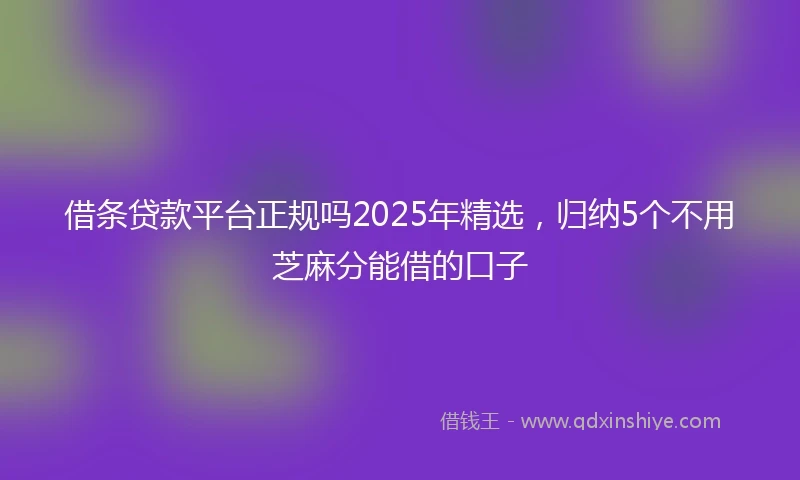 借条贷款平台正规吗2025年精选，归纳5个不用芝麻分能借的口子
