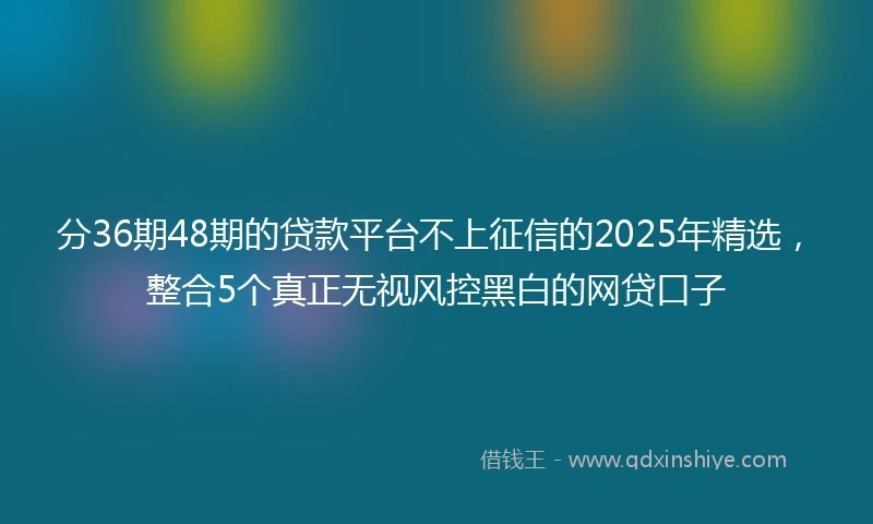 分36期48期的贷款平台不上征信的2025年精选，整合5个真正无视风控黑白的网贷口子