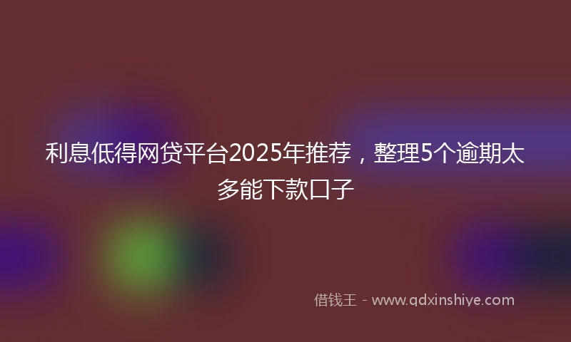 利息低得网贷平台2025年推荐，整理5个逾期太多能下款口子