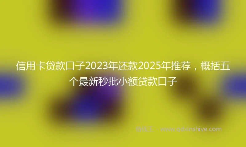 信用卡贷款口子2023年还款2025年推荐，概括五个最新秒批小额贷款口子