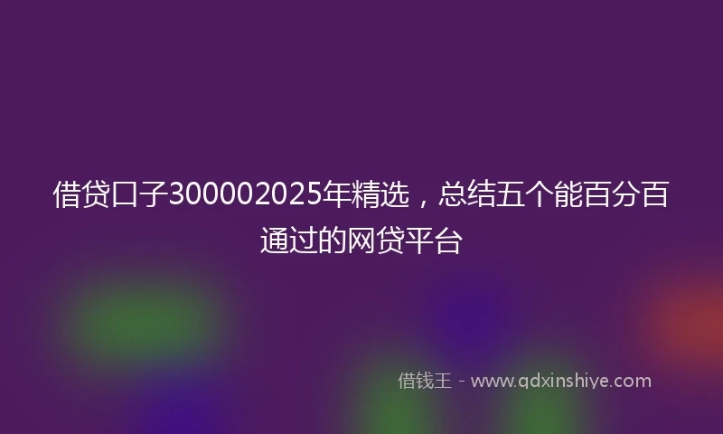 借贷口子300002025年精选，总结五个能百分百通过的网贷平台