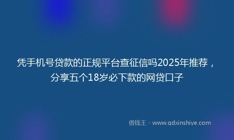 凭手机号贷款的正规平台查征信吗2025年推荐，分享五个18岁必下款的网贷口子