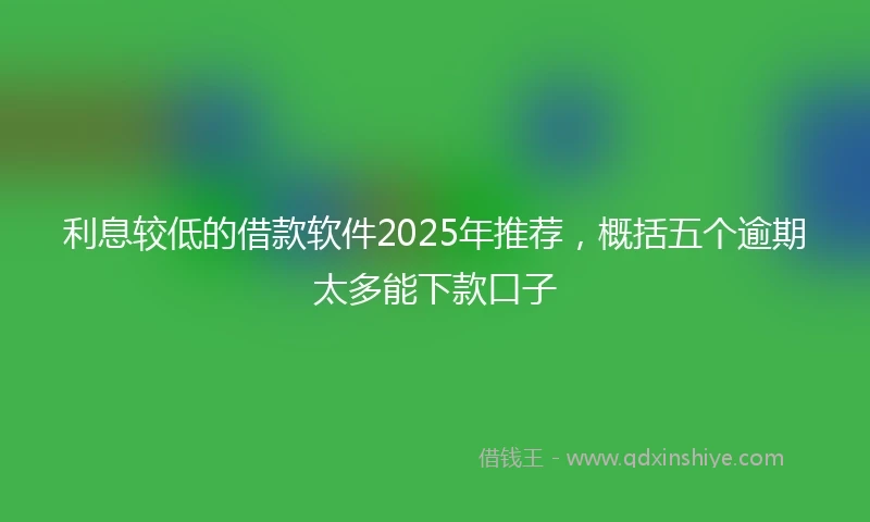 利息较低的借款软件2025年推荐，概括五个逾期太多能下款口子