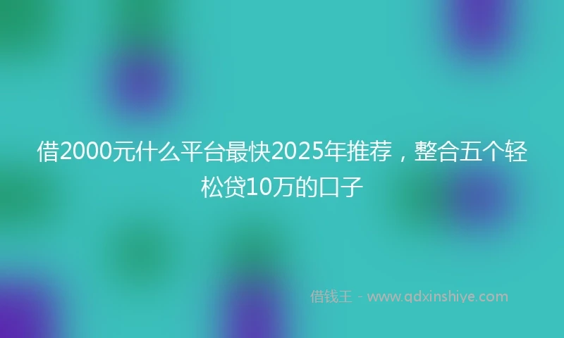 借2000元什么平台最快2025年推荐，整合五个轻松贷10万的口子