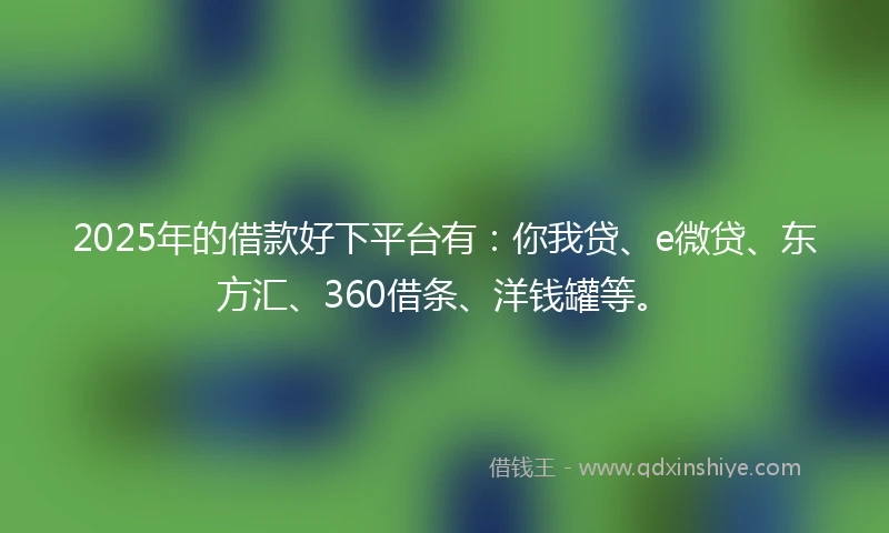 2025年的借款好下平台有：你我贷、e微贷、东方汇、360借条、洋钱罐等。