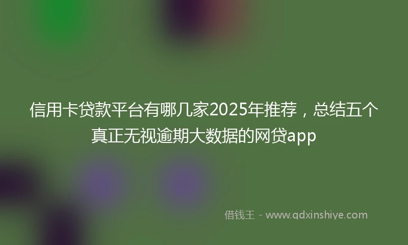信用卡贷款平台有哪几家2025年推荐，总结五个真正无视逾期大数据的网贷app