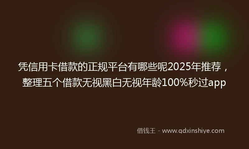 凭信用卡借款的正规平台有哪些呢2025年推荐，整理五个借款无视黑白无视年龄100%秒过app