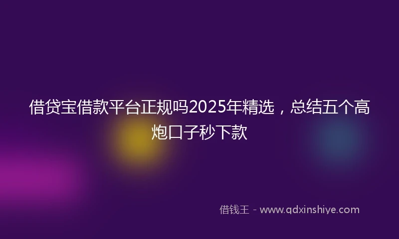 借贷宝借款平台正规吗2025年精选，总结五个高炮口子秒下款