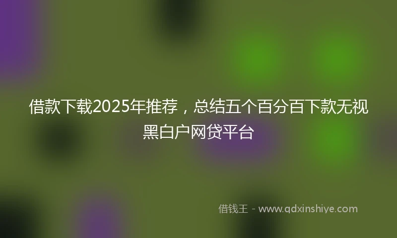 借款下载2025年推荐，总结五个百分百下款无视黑白户网贷平台