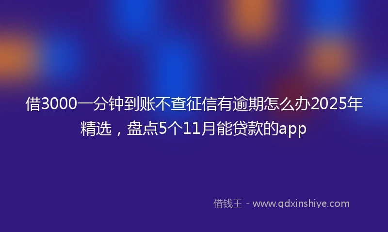 借3000一分钟到账不查征信有逾期怎么办2025年精选，盘点5个11月能贷款的app