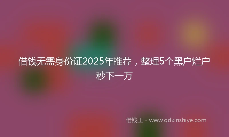 借钱无需身份证2025年推荐，整理5个黑户烂户秒下一万