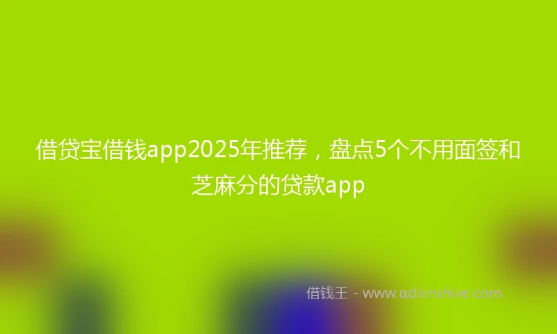 借贷宝借钱app2025年推荐，盘点5个不用面签和芝麻分的贷款app