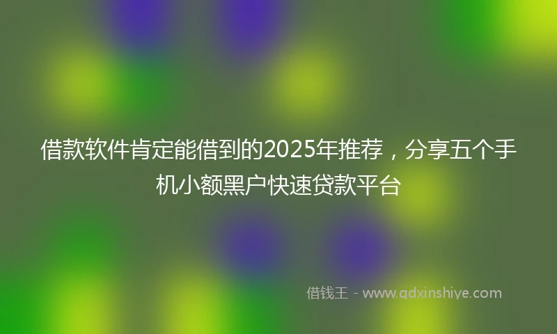 借款软件肯定能借到的2025年推荐，分享五个手机小额黑户快速贷款平台