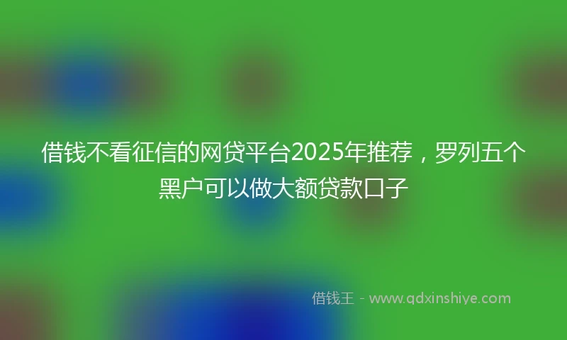 借钱不看征信的网贷平台2025年推荐，罗列五个黑户可以做大额贷款口子