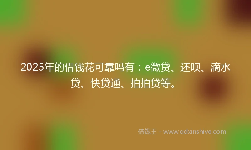 2025年的借钱花可靠吗有：e微贷、还呗、滴水贷、快贷通、拍拍贷等。