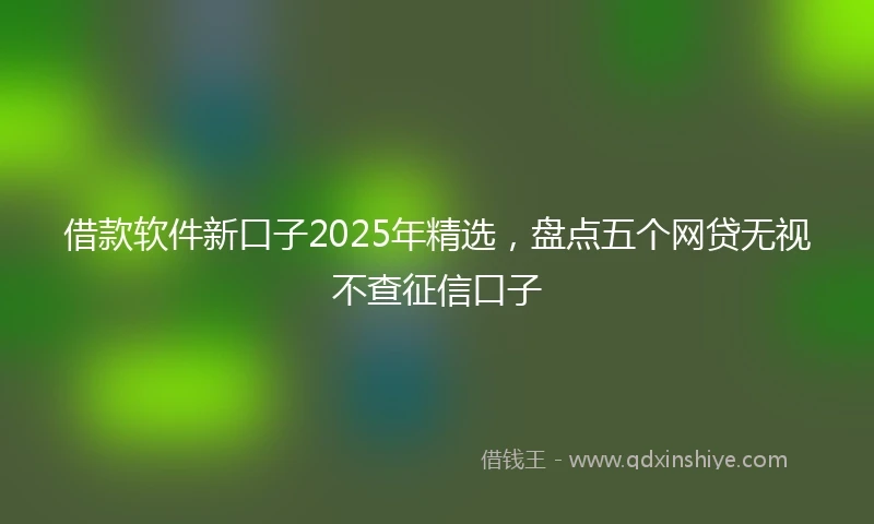 借款软件新口子2025年精选，盘点五个网贷无视不查征信口子