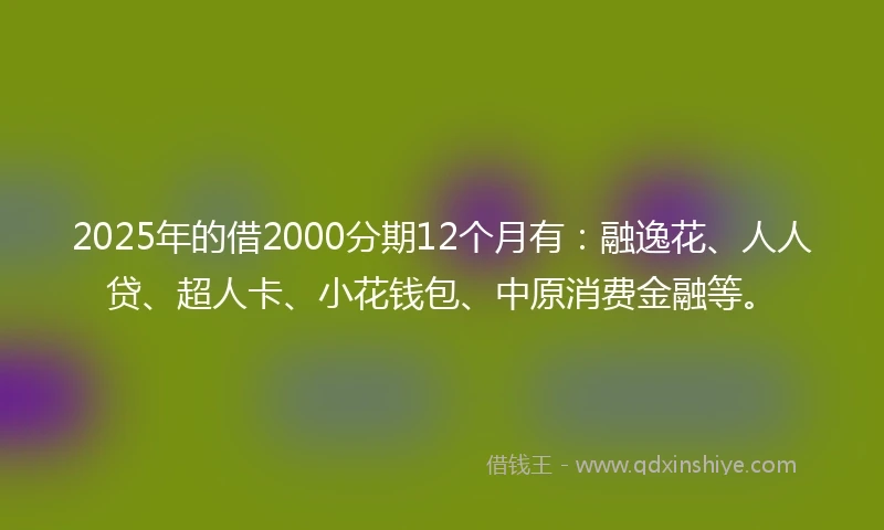 2025年的借2000分期12个月有：融逸花、人人贷、超人卡、小花钱包、中原消费金融等。