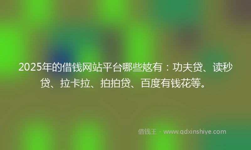 2025年的借钱网站平台哪些奿有：功夫贷、读秒贷、拉卡拉、拍拍贷、百度有钱花等。