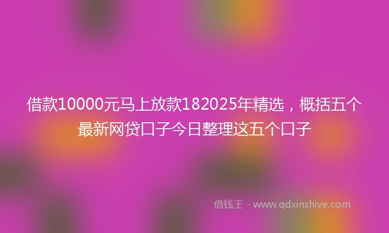 借款10000元马上放款182025年精选，概括五个最新网贷口子今日整理这五个口子