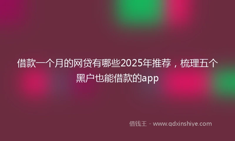 借款一个月的网贷有哪些2025年推荐，梳理五个黑户也能借款的app