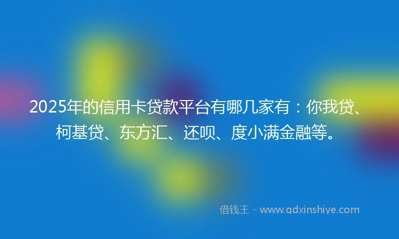 2025年的信用卡贷款平台有哪几家有：你我贷、柯基贷、东方汇、还呗、度小满金融等。
