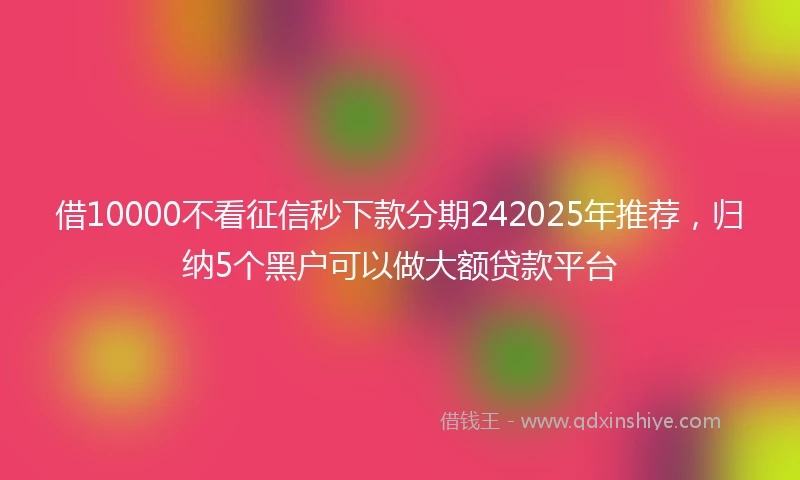借10000不看征信秒下款分期242025年推荐，归纳5个黑户可以做大额贷款平台