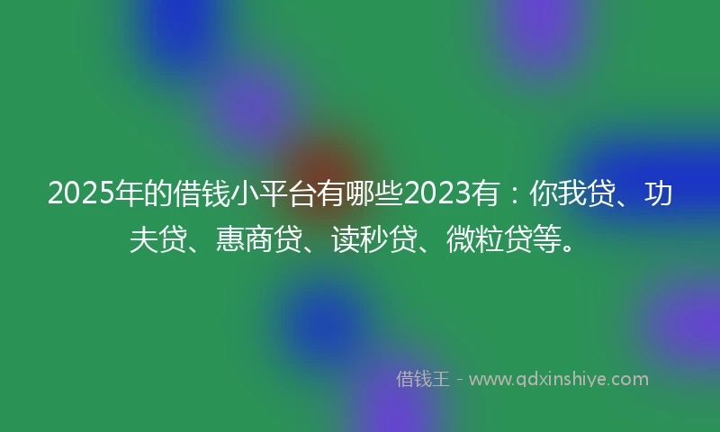 2025年的借钱小平台有哪些2023有：你我贷、功夫贷、惠商贷、读秒贷、微粒贷等。