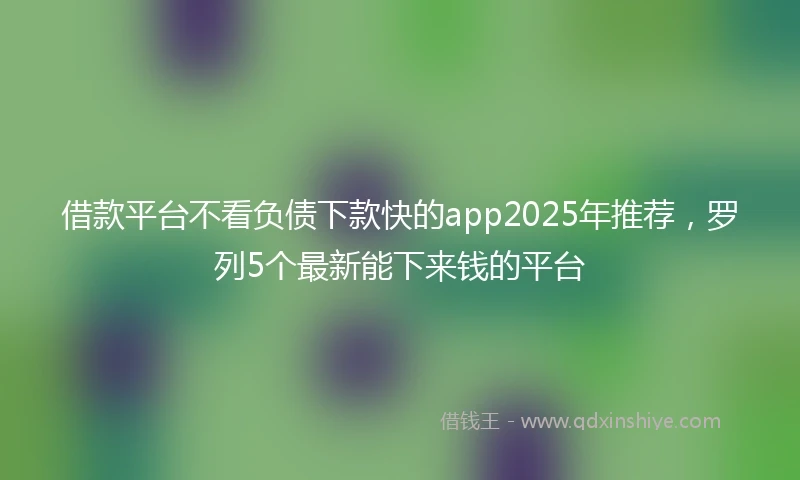 借款平台不看负债下款快的app2025年推荐，罗列5个最新能下来钱的平台