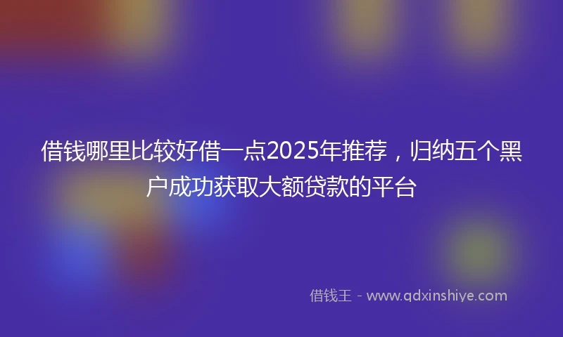 借钱哪里比较好借一点2025年推荐，归纳五个黑户成功获取大额贷款的平台