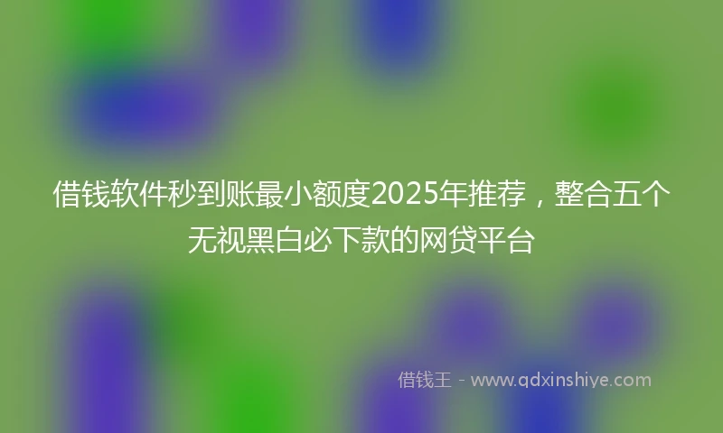 借钱软件秒到账最小额度2025年推荐，整合五个无视黑白必下款的网贷平台