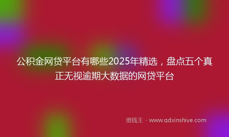 公积金网贷平台有哪些2025年精选，盘点五个真正无视逾期大数据的网贷平台