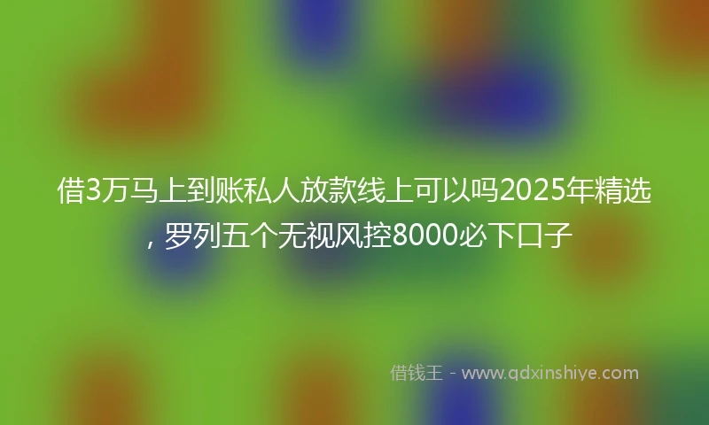 借3万马上到账私人放款线上可以吗2025年精选，罗列五个无视风控8000必下口子