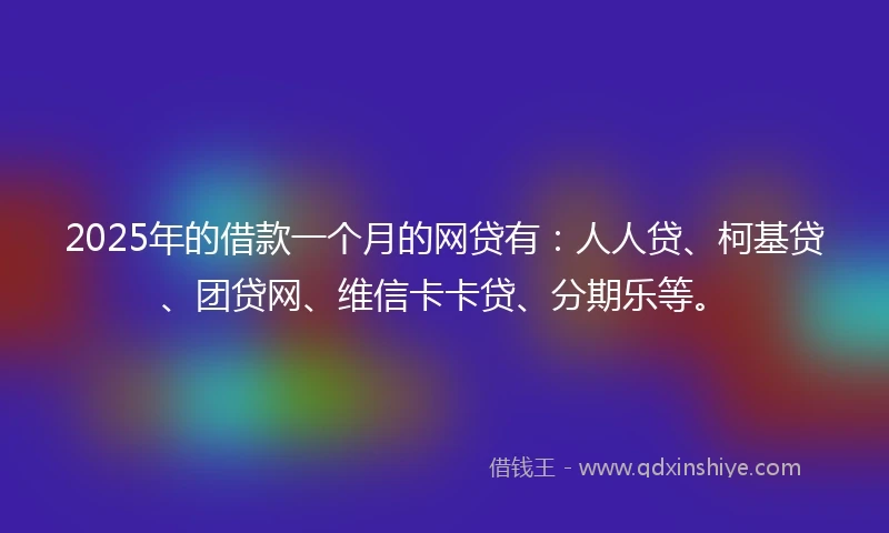 2025年的借款一个月的网贷有：人人贷、柯基贷、团贷网、维信卡卡贷、分期乐等。