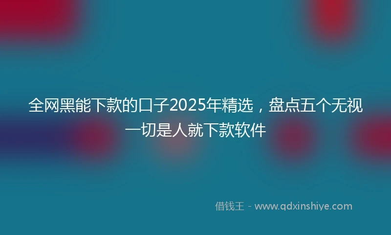 全网黑能下款的口子2025年精选，盘点五个无视一切是人就下款软件