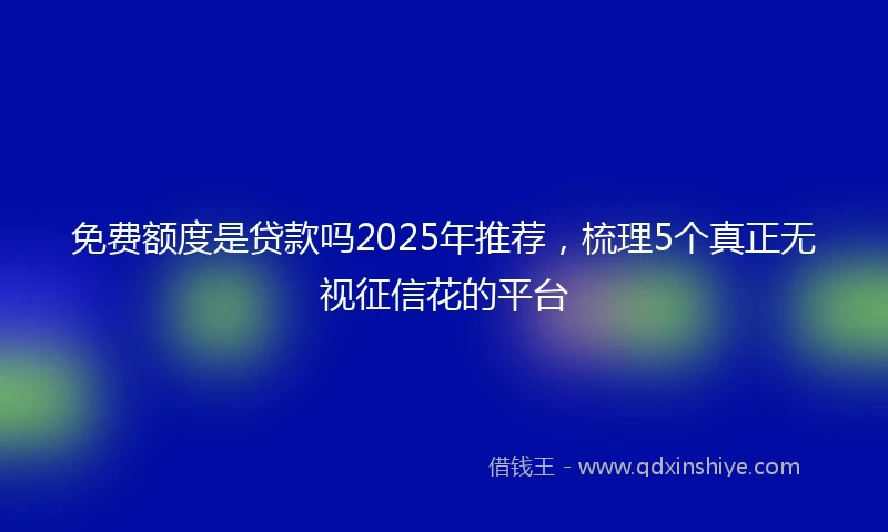 免费额度是贷款吗2025年推荐，梳理5个真正无视征信花的平台
