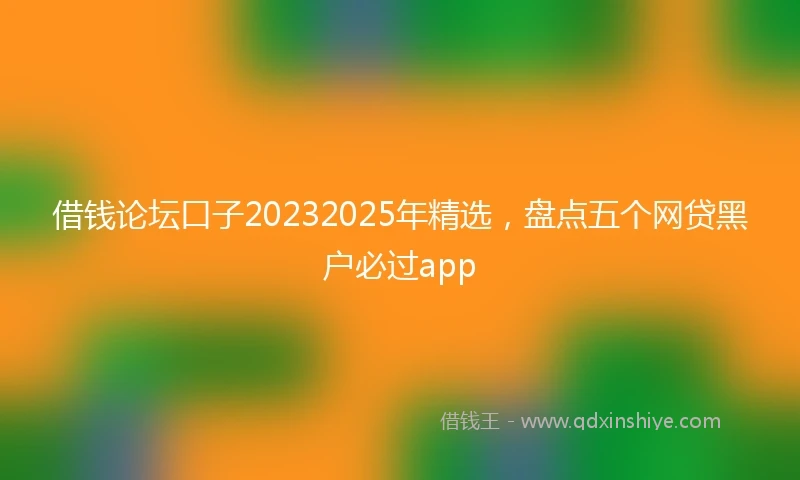 借钱论坛口子20232025年精选，盘点五个网贷黑户必过app