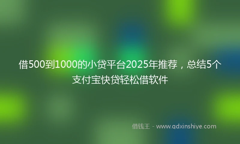 借500到1000的小贷平台2025年推荐，总结5个支付宝快贷轻松借软件