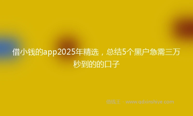 借小钱的app2025年精选，总结5个黑户急需三万秒到的的口子