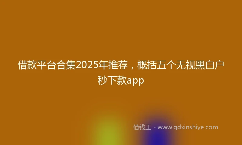 借款平台合集2025年推荐，概括五个无视黑白户秒下款app