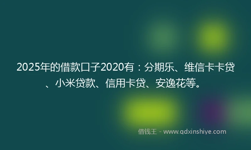 2025年的借款口子2020有：分期乐、维信卡卡贷、小米贷款、信用卡贷、安逸花等。