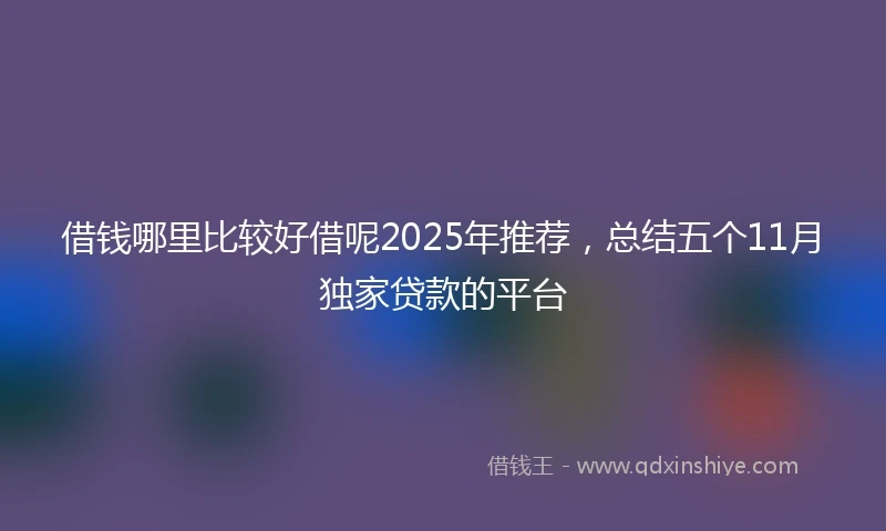 借钱哪里比较好借呢2025年推荐，总结五个11月独家贷款的平台