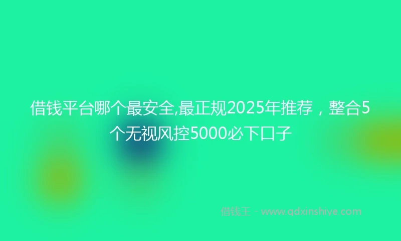 借钱平台哪个最安全,最正规2025年推荐，整合5个无视风控5000必下口子