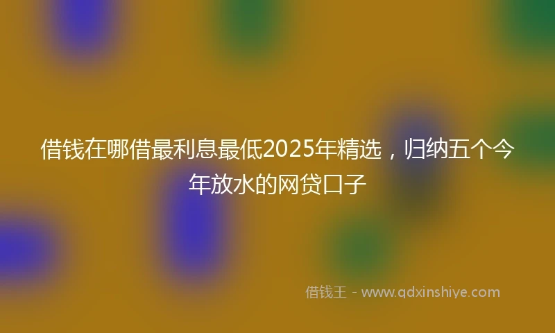 借钱在哪借最利息最低2025年精选，归纳五个今年放水的网贷口子