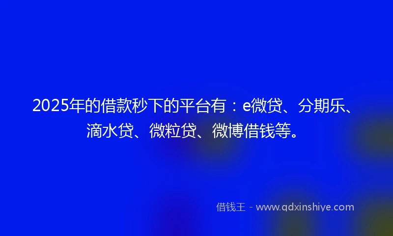 2025年的借款秒下的平台有：e微贷、分期乐、滴水贷、微粒贷、微博借钱等。